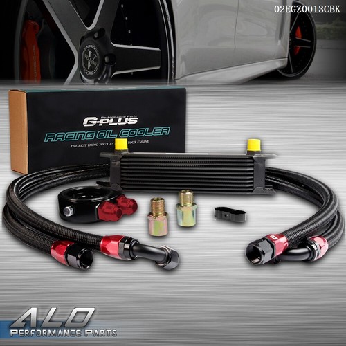 Universal 10 Row 10AN Aluminum Engine Oil Cooler Filter Adapter & Hose Kit
