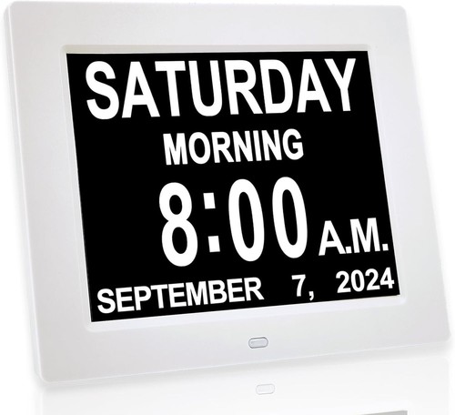 Stylish 8" Digital Alarm Clock for Desk or Wall – Perfect Gift for the Elderly - Picture 3 of 9