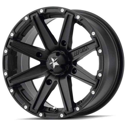 Rueda de embrague MSA M33 negra satinada 14x7 4/110 4+3 rueda UTV SXS - paquete de 4 - Imagen 2 de 3