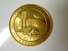NASA Space Shuttle Mission Apollo 17 Dec 7 1972 Moon Brass Challenge Coin RARE