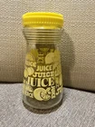 Vintage Glass Juice Carafe Pitcher Jar w/ Lid Yellow Lemon Design 24 ounce USA