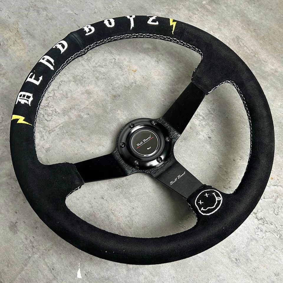 ГОНОЧНЫЙ BOYZ БЫСТРЫЙ ВЫПУСК 350 ММ 3 «ГЛУБОКАЯ ТАРЕЛКА ЗАМШЕВЫЙ ЧЕРНЫЙ ДРЕЙФ РУЛЕВОЕ КОЛЕСО США - Изображение 2 из 4