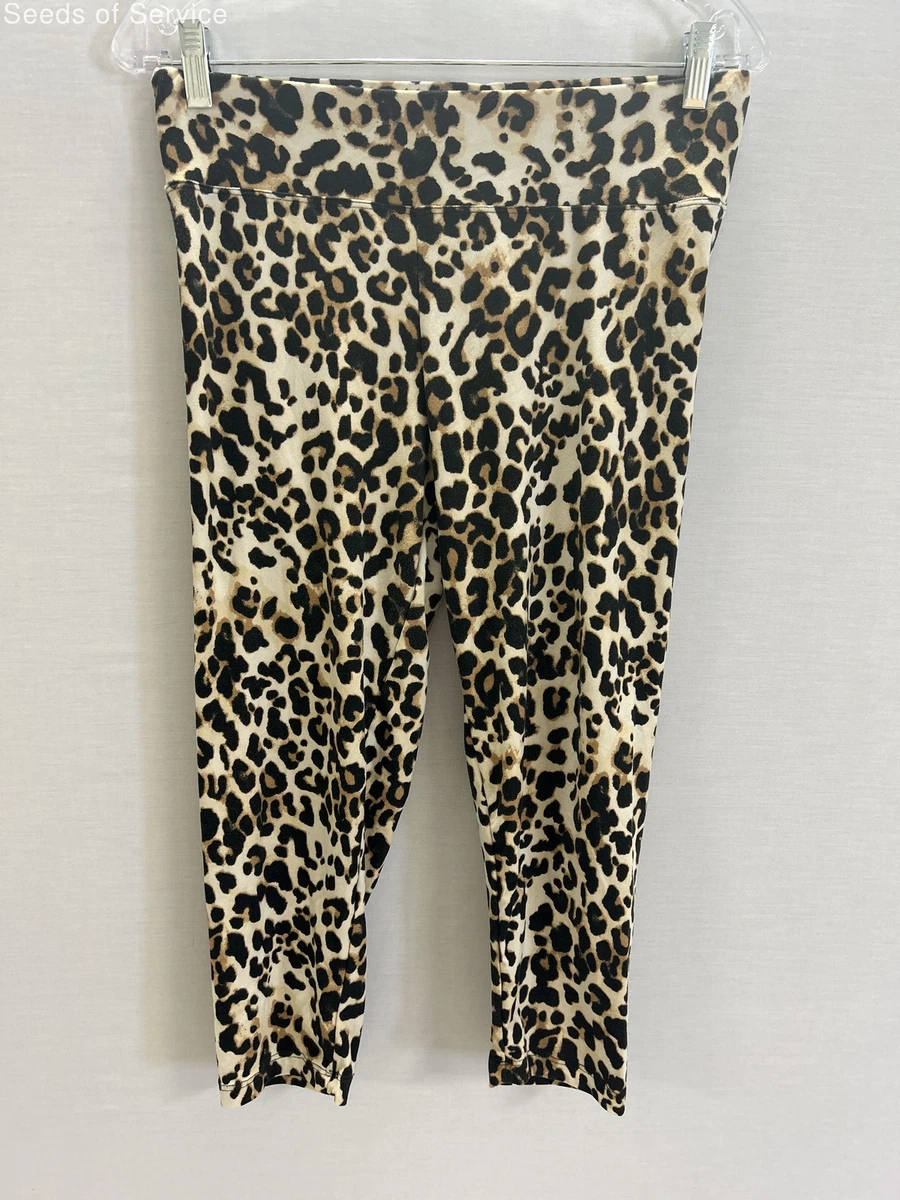 Eye Candy Brown Black Animal Print Stretch Capri Leggings Womens L