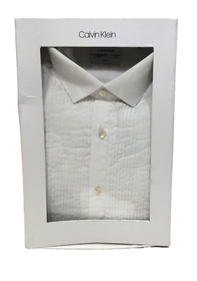 Calvin Klein Men's Slim-Fit Solid French Cuff Dress Shirt (White, 15,  32-33) | eBay