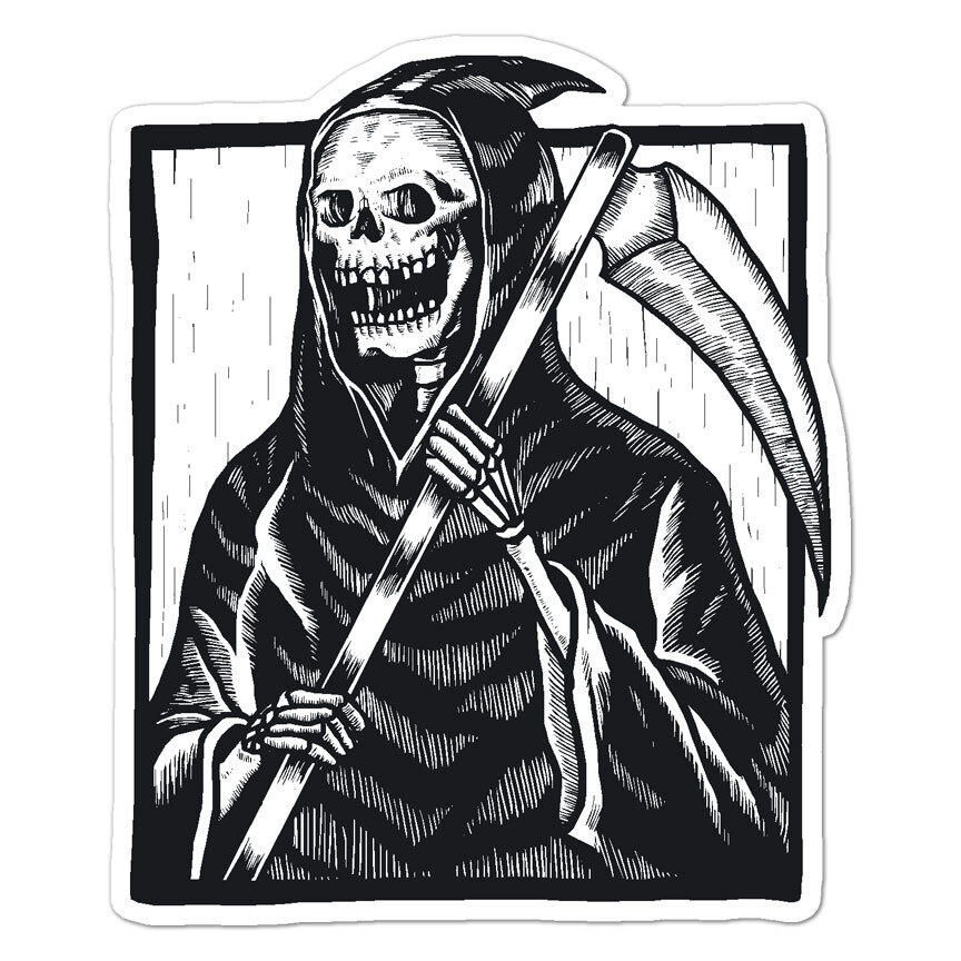 Grim Reaper Death Skull Vinyl Decal Sticker - 3 Sizes Available, Indoor/Outdoor Use, Made In USA 2 thumbnail image