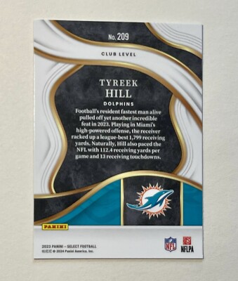 照井トレカ 21 ×10 2023 Panini Select Tyreek Hill Club Level #209 Miami Dolphins | eBay