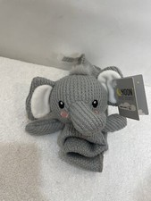 Moon Stars Gray Baby Elephant Lovey Infant Ages 0 Blanket 11.5 In.