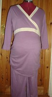 Maternity Mauve/cream Mock Wrap For Easy Feeding Pyjamas Size L 14-16 Maternity Mauve/cream Mock Wrap For Easy Feeding Pyjamas Size L 14-16
