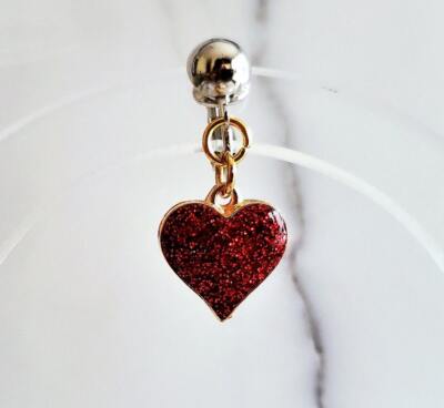 Fake Piercing Clit Clip Red Glitter Heart Labia Jewelry Clip Intimate Lingerie