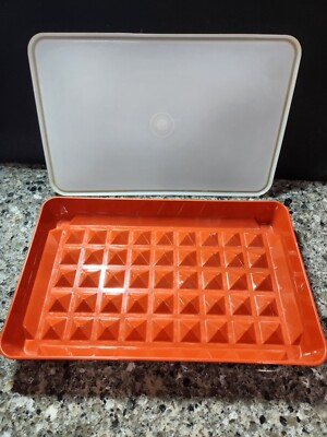 Vintage TUPPERWARE Paprika Red Deli Meat Keeper-Marinade Container w/ Lid - 7x9