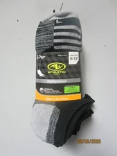 Athletic Works Men's 6-Pair Black/White No Show Socks Shoe Size 6-12
