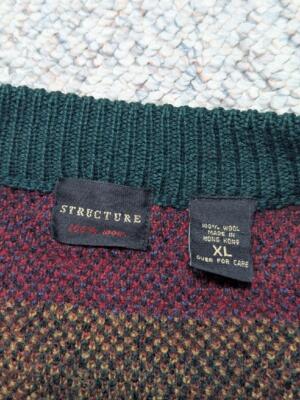 vintage 1990s thick wool INDIAN PRINT native american XL sweater