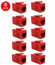 10 x CAT6 Keystone Ethernet RJ45 Network Coupler Cable Wall Plate Extender Red
