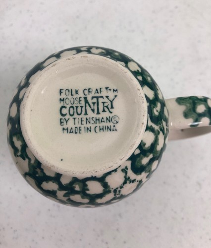 Folk Craft Moose Country Tienshan Green Sponge Mugs Set Of 4 - Picture 6 of 8