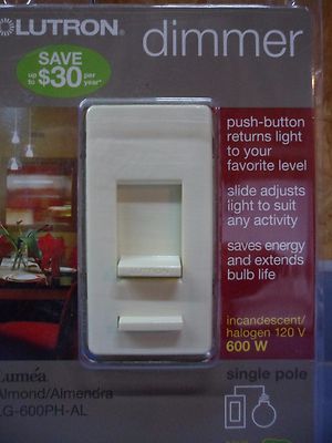 LUTRON LG-600PH-IV Contemporary Dimmer Single Pole IVORY Diva Duo light switch