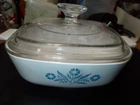 Vintage Corning Ware Blue Cornflower P-1-B, 1QT CASSEROLE DISH with pyrex lid