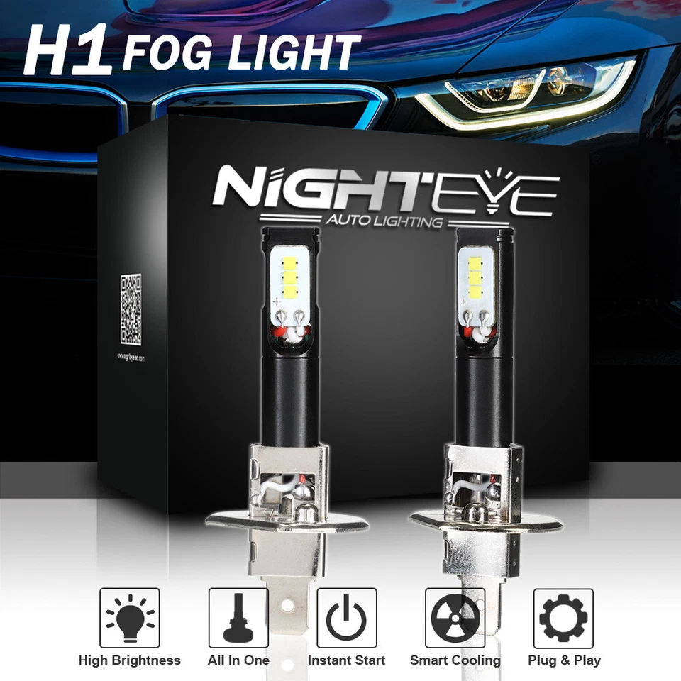 NIGHTYE H1 Bombillas LED Kit Luz Antiniebla Coche Lámpara Conducción 160W 1600LM 6000K Blanco 2x Foto 2 de 4