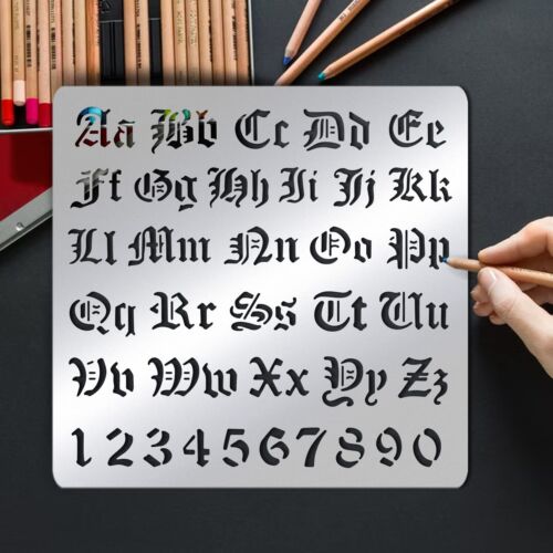 Metal Gothic Letter Stencils Alphabet and Number Template for Painting Engaving - Picture 6 of 7