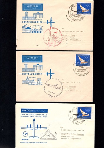 GDR 1960 - Airmail, Three Initial Flights With No. 749 EF (CC-26)