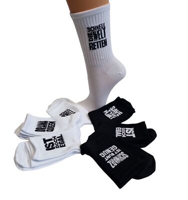 CNB Damen Tennissocken mit Spruch (Packung, 4 Paar) mit eingestricktem Sprüchen