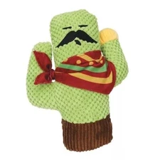 Zanies Dog Plush Toy, Squeaker Squeaky, Sassy Cacti Cactus with Mustache, 10"
