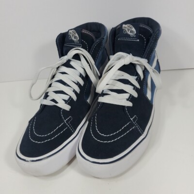 VANS Unisex Old Skool Sk8 Hi Suede Sneakers Navy Blue/Blue Men's  Womens 9)
