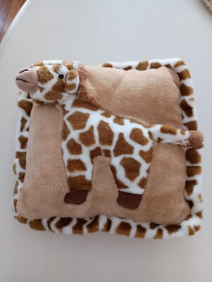 Vtg Jaag Plush 12''x12'' Square 3D Giraffe Huggable Stuffed Throw Pillow Nursery