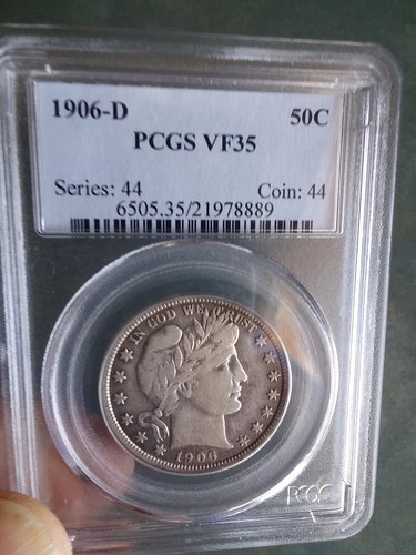 1906-D Barber Half Dollar, PCGS VF35