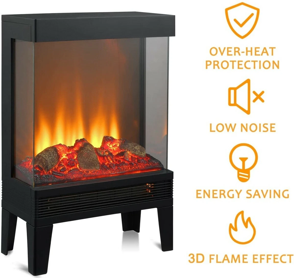 Goaeon 93363 23 Inch Freestanding Indoor Electric Fireplace Heater Stove  Black | eBay