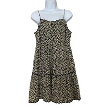 Urban Outfitters Black Floral Print Spaghetti Strap Fit & Flare Dress Size M