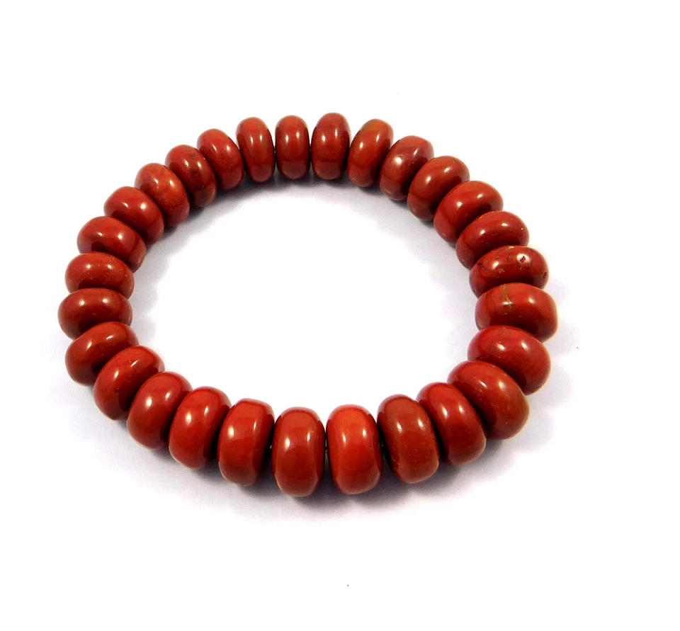 Lote al por mayor de joyas de piedras preciosas 100 % naturales pulsera de jaspe rojo cuentas rondelle Foto 3 de 4