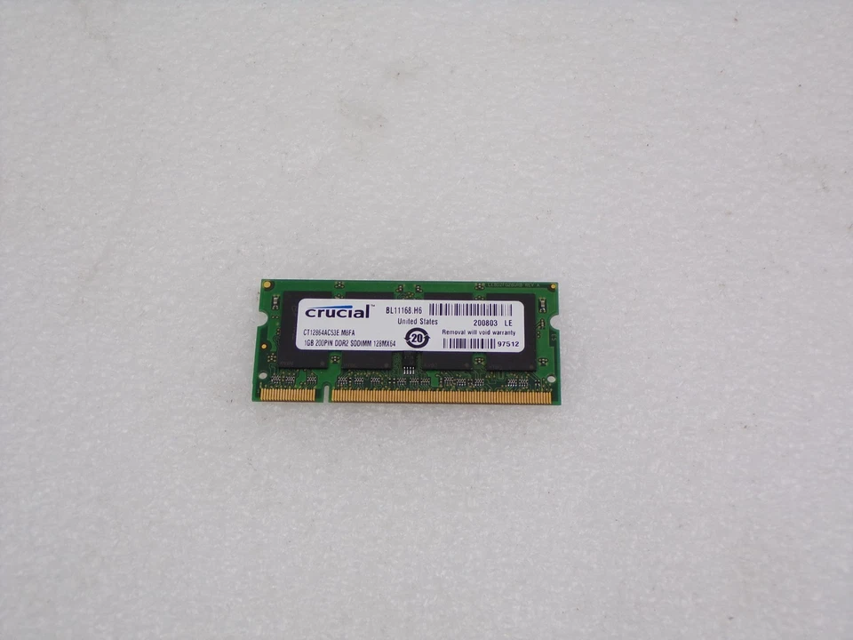 Crucial CT12864AC667 Memory Module - 1GB - SO DIMM 200-pin - DDR II 128MX64 Used - Image 4 of 4