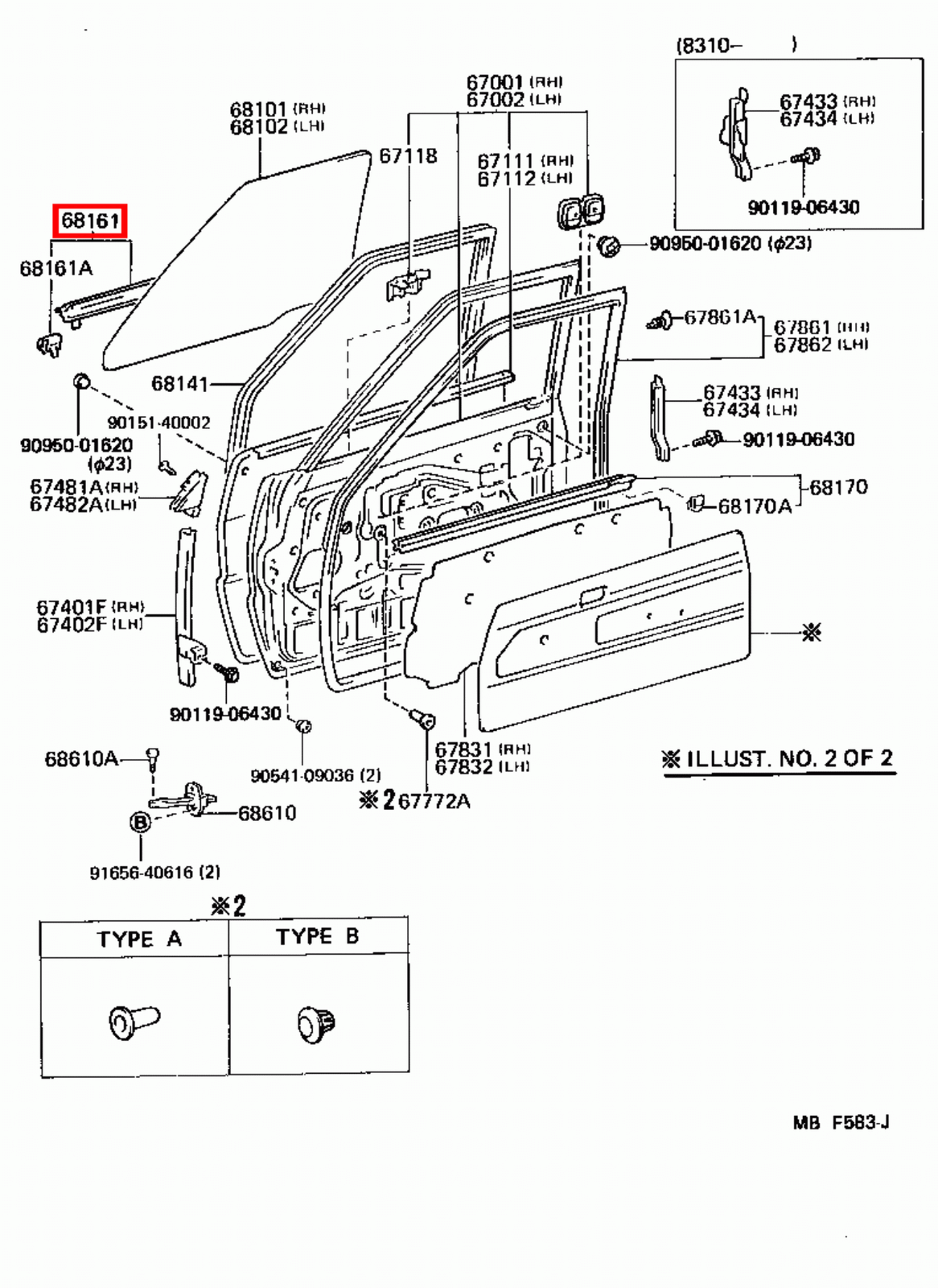 Genuine Toyota Hilux YN67 Front Door Outer Weatherstrip eBay