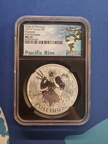 2021 Tuvalu Silver Poseidon First Releases Gods Of Olympus NGC MS70 Pacific Rim