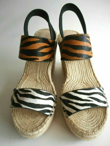 BRAND NEW KENNETH COLE Size 8.5 Leather Espadrille Sling back Wedge Sandal Shoes - Picture 2 of 8