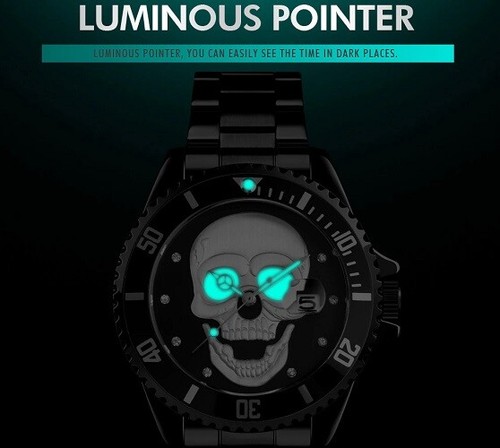 SKMEI Men's Quartz Skull, Stainless Steel Skeleton waterproof watch $$$ - Imagen 6 de 27
