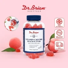 Dr. Brian Vitamin C&D 3000 Peach Gummies, 300g, 1 box - Immunity Supplement