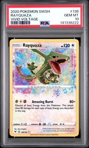 2020 POKEMON SWORD & SHIELD VIVID VOLTAGE #138 RAYQUAZA PSA 10