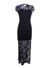 BCBGeneration Sweatheart Lace Illusion Maxi Dress (XS, Black)