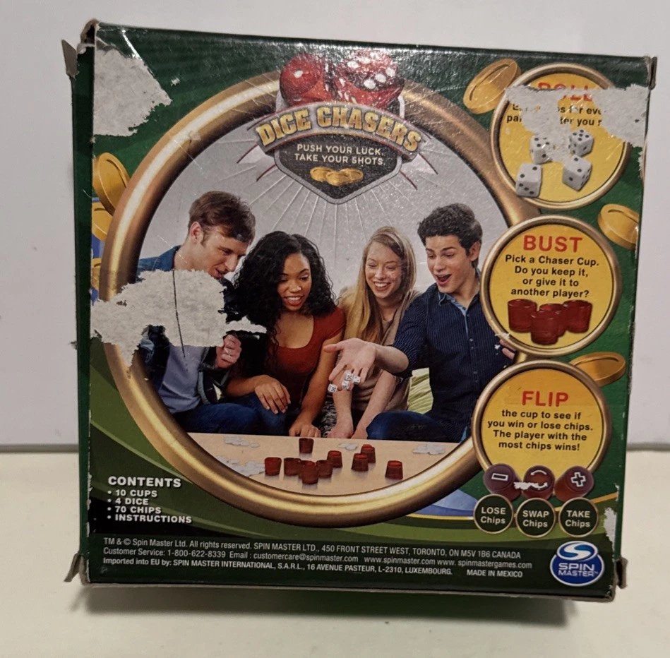 Dice Chasers Push Luck Take Shots Roll Bust Flip Red Spin Master new game adult - Image 2 of 2