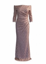 Vince Camuto Mauve Lace & Sequin Off-Shoulder Dress Size 4 Regular Women's