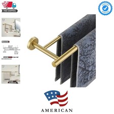 Double Towel Bar 27 Inch, Brass Gold Useable Length 24 Inch 304 Stainless Ste...