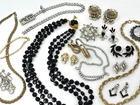 Vintage Estate Mixed Costume Jewelry Lot 60's Rhinestone Elegant MCM Black Clear