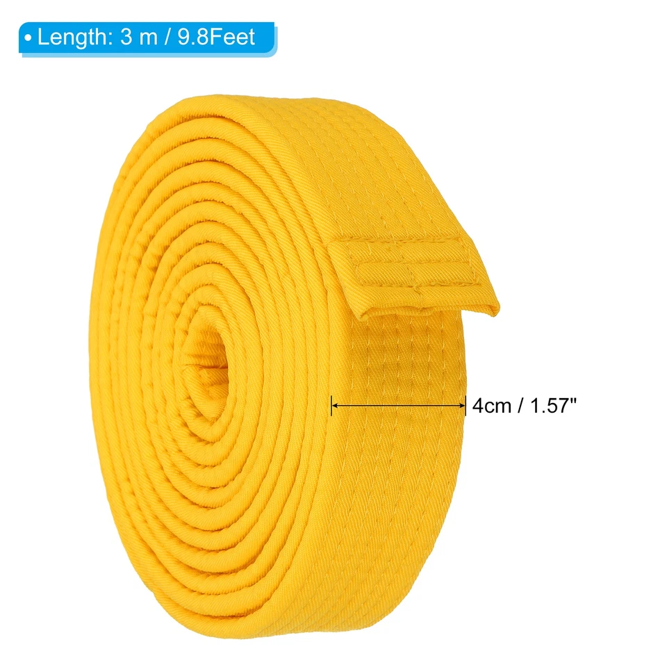 1.6"x9.8Ft 3 m Polyester Taekwondo Colored Ranking Belt, Yellow - Image 2 of 4