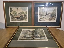 Signed T Leslie Hawkes Prints Lake District & Cumbria Mills Framed Set of 3
