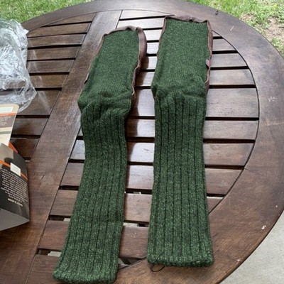 Acorn Slipper Sock Wool Green Men's Mid Calf Durable Leather Sole