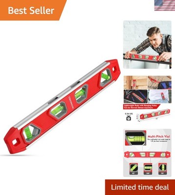 12-Inch Magnetic Torpedo Level with Multi-Pitch Vial - Precision Tool for Pros