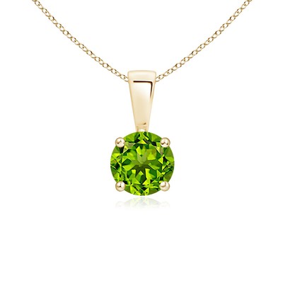 ANGARA 0,55 kt natürlicher Peridot Anhänger Halskette in 14 K massiv Gold (AAAA)