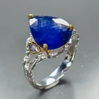 Handmade ring 7 ct+ Blue Sapphire Ring 925 Sterling Silver Size 8 /R473351