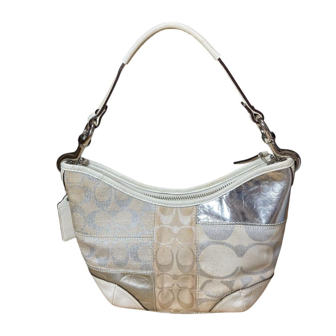 COACH One Shoulder Patchwork Silver y2k Hobo - image 3